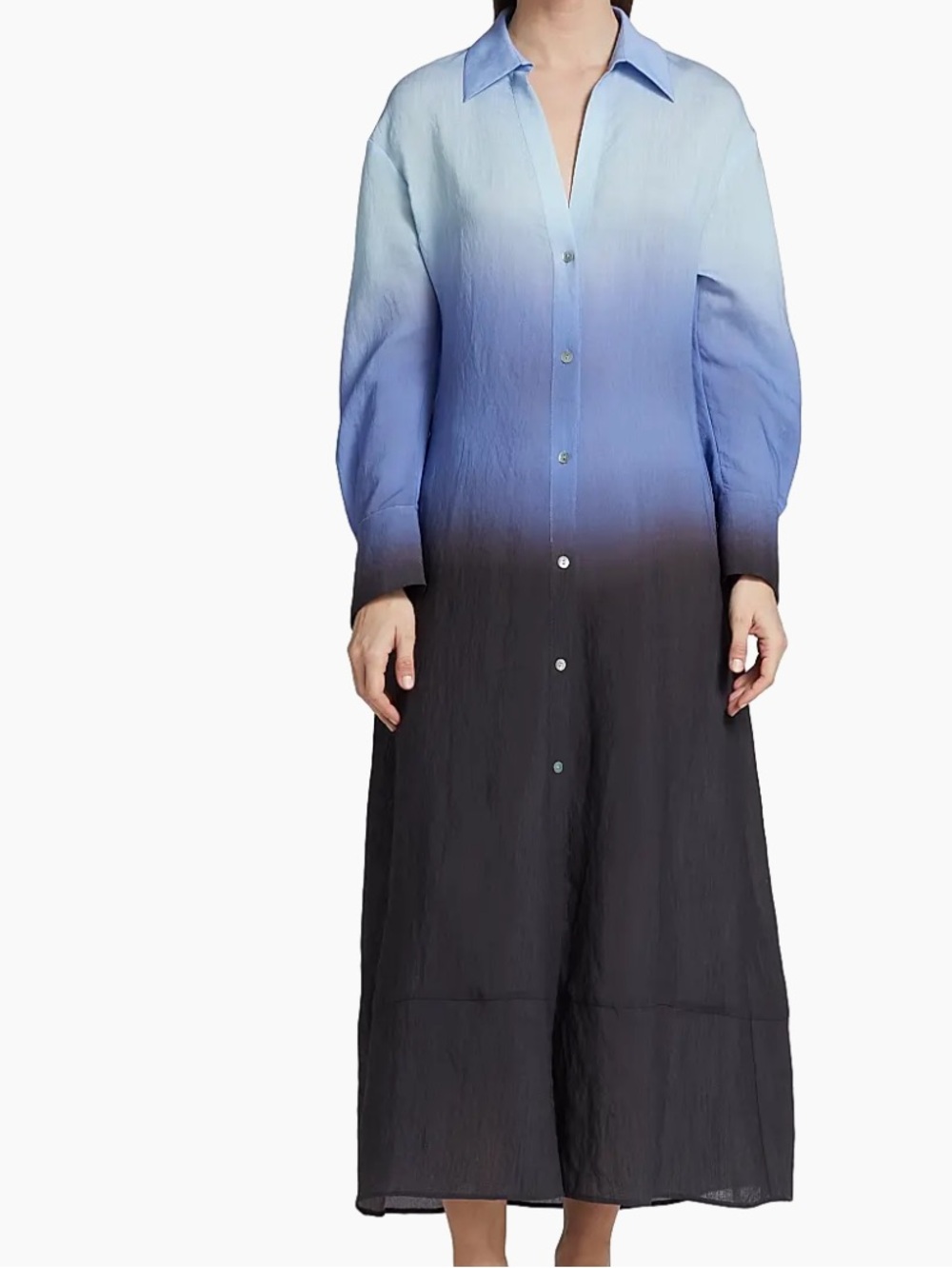 Vince Ombre Blue to Black Maxi Shirt Dress Size XXS - Picture 3 of 11